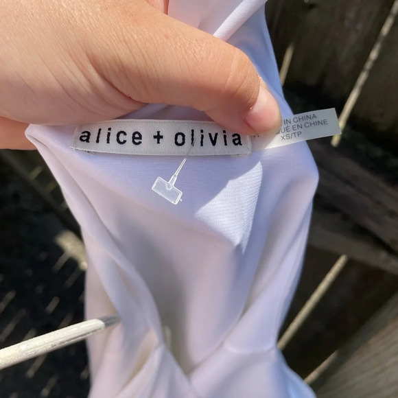 ALICE + OLIVIA FIERRA STRETCH SILK SLIP DRESS - Picture 4 of 5